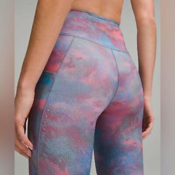NWT New LULULEMON Fast Free HR High Rise Tight 25” Hazy Afterglow HZAM Rainbow 8 - Picture 4 of 6